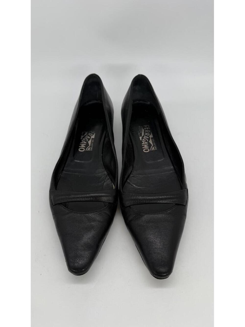 Ferragamo Black Leather Flats Loafers Sz 8.5 Italy